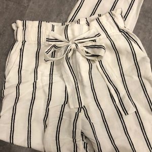 Mango Striped Linen Pants